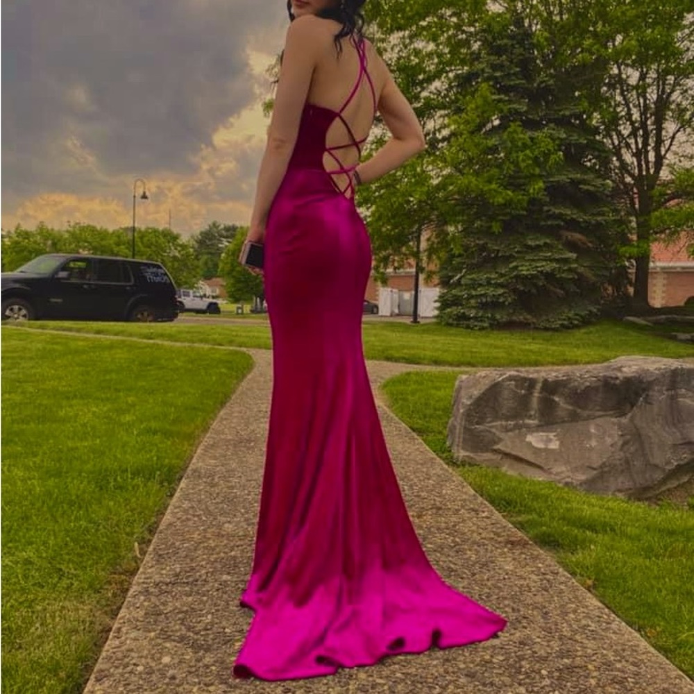 Pink Velvet Prom Dress